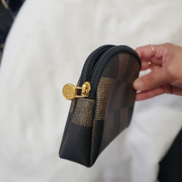 Fendi Vintage Pequin Cosmetic Pouch | Brown Check - Picture 5 of 14